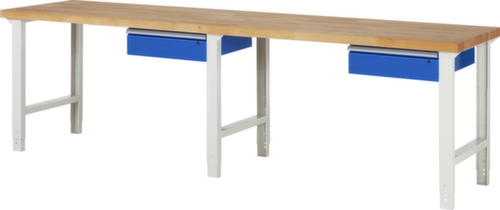 RAU Établi à hauteur réglable Serie 7000, 2 tiroirs, RAL7035 gris clair/RAL5010 bleu gentiane