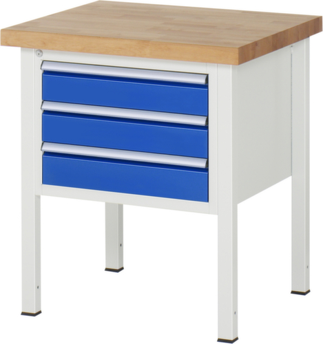 RAU Établi à hauteur réglable Serie 8000, 3 tiroirs, RAL7035 gris clair/RAL5010 bleu gentiane