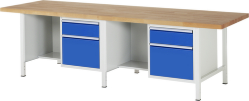 RAU Établi à hauteur réglable Serie 8000, 4 tiroirs, RAL7035 gris clair/RAL5010 bleu gentiane