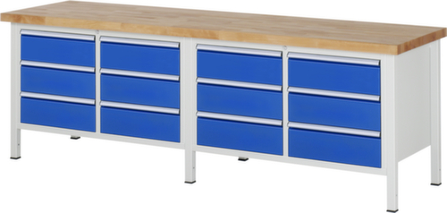 RAU Établi à hauteur réglable Serie 8000, 12 tiroirs, RAL7035 gris clair/RAL5010 bleu gentiane