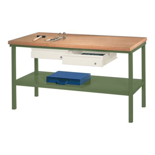 PAVOY Établi avec différents soubassements, 2 tiroirs, 1 tablette