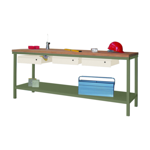 PAVOY Établi avec différents soubassements, 3 tiroirs, 1 tablette