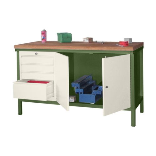PAVOY Établi avec différents soubassements, 4 tiroirs, 1 armoire