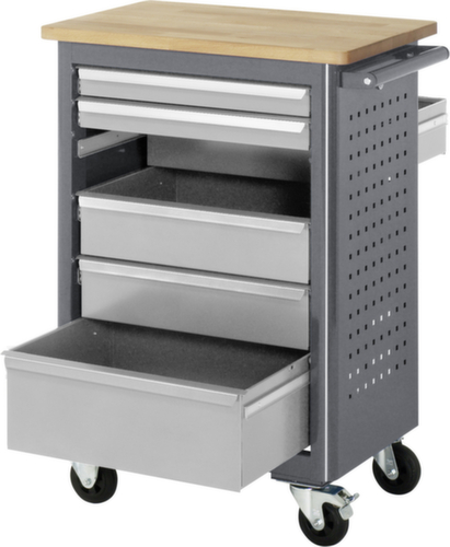 RAU Établi mobile Basic 6030, 6 tiroirs, 1 plaque perforée, anthracite/RAL7035 gris clair
