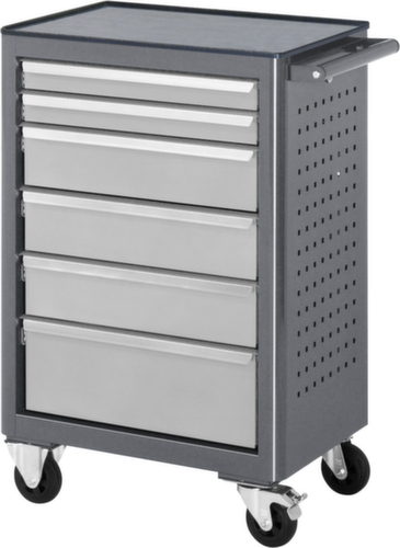 RAU Établi mobile Basic 6030, 6 tiroirs, 1 plaque perforée, anthracite/RAL7035 gris clair