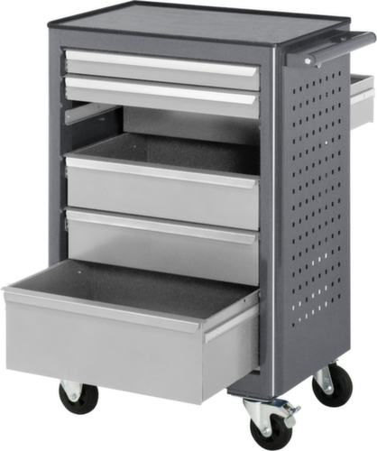 RAU Établi mobile Basic 6030, 6 tiroirs, 1 plaque perforée, anthracite/RAL7035 gris clair