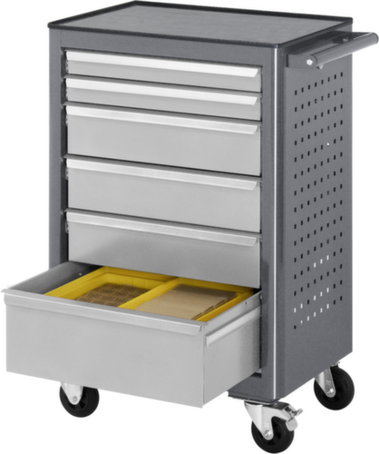 RAU Établi mobile Basic 6030, 6 tiroirs, 1 plaque perforée, anthracite/RAL7035 gris clair