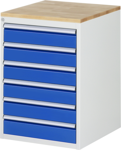 RAU Armoire à tiroirs Serie 7000, 6 tiroir(s), RAL7035 gris clair/RAL5010 bleu gentiane