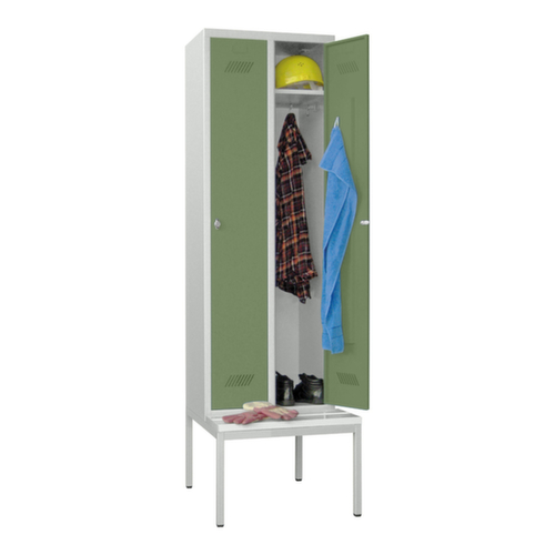 PAVOY Armoire vestiaire Basis avec banc + 2 compartiments, largeur de compartiment 300 mm