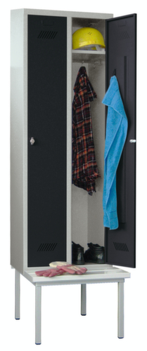 PAVOY Armoire vestiaire Basis avec banc + 2 compartiments, largeur de compartiment 400 mm