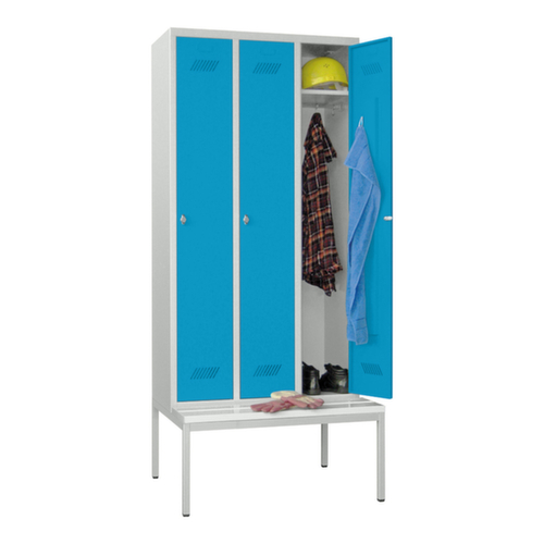 PAVOY Armoire vestiaire Basis avec banc + 3 compartiments, largeur de compartiment 300 mm