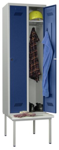 PAVOY Armoire vestiaire Basis avec banc + 2 compartiments, largeur de compartiment 400 mm