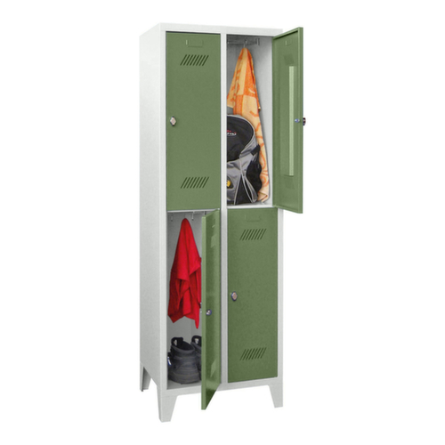 PAVOY Armoire vestiaire à deux niveaux Basis avec 2x2 compartiments, largeur de compartiment 300 mm