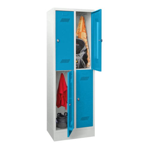 PAVOY Armoire vestiaire à deux niveaux Basis avec 2x2 compartiments, largeur de compartiment 300 mm