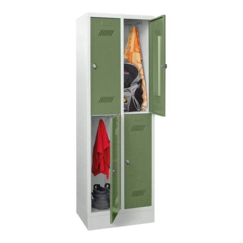 PAVOY Armoire vestiaire à deux niveaux Basis avec 2x2 compartiments, largeur de compartiment 300 mm