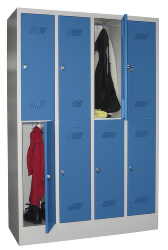 PAVOY Armoire vestiaire à deux niveaux Basis avec 4x2 compartiments, largeur de compartiment 300 mm