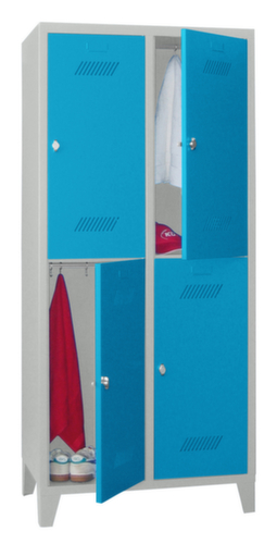PAVOY Armoire vestiaire à deux niveaux Basis avec 2x2 compartiments, largeur de compartiment 400 mm