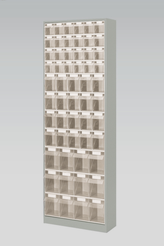 Armoire à tiroirs avec bacs repliables, 56 bacs, transparent