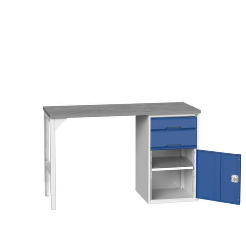 bott Établi verso, 2 tiroirs, 1 armoire, RAL7035 gris clair/RAL5010 bleu gentiane