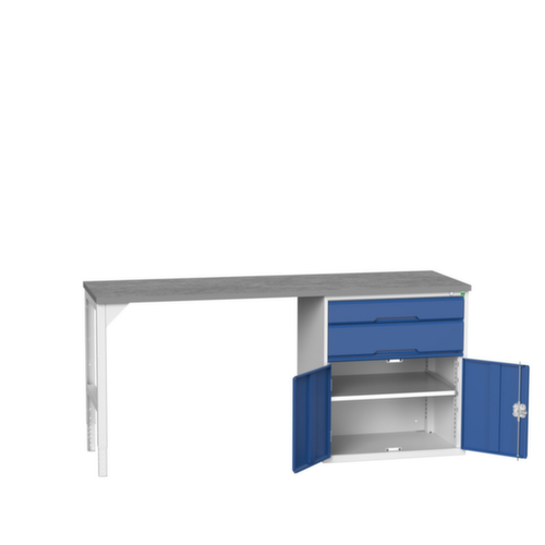 bott Établi verso, 2 tiroirs, 1 armoire, RAL7035 gris clair/RAL5010 bleu gentiane