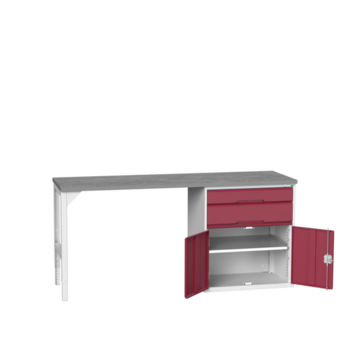 bott Établi verso, 2 tiroirs, 1 armoire, RAL7035 gris clair/RAL3004 rouge pourpre