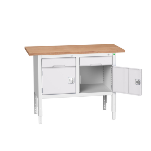 bott bloc établi à hauteur réglable verso, 2 tiroirs, 2 armoires, RAL7035 gris clair/RAL7035 gris clair
