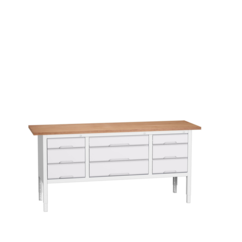 bott bloc établi à hauteur réglable verso, 9 tiroirs, RAL7035 gris clair/RAL7035 gris clair