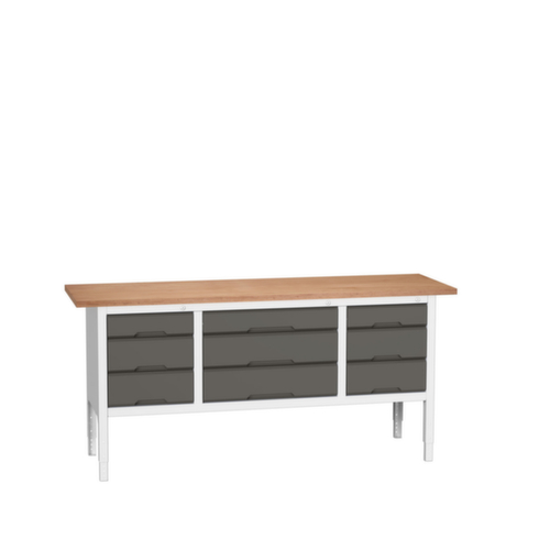 bott bloc établi à hauteur réglable verso, 9 tiroirs, RAL7035 gris clair/RAL7016 gris anthracite