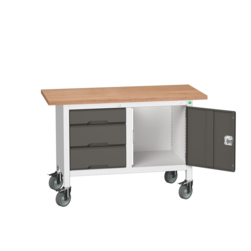 bott Bloc établi mobile verso, 3 tiroirs, 1 armoire, RAL7035 gris clair/RAL7016 gris anthracite