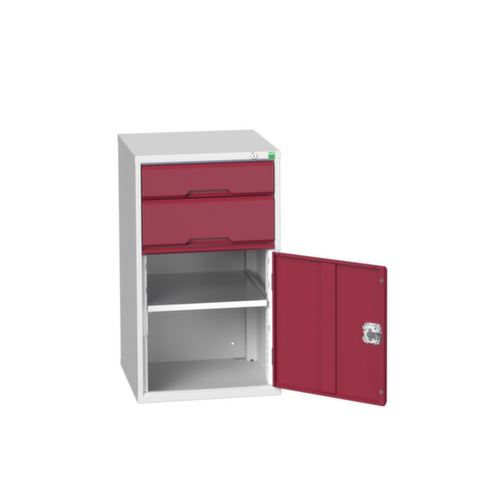 bott armoire à tiroirs verso avec porte battante, 2 tiroir(s), RAL7035 gris clair/RAL3004 rouge pourpre
