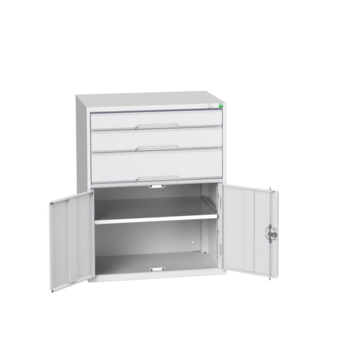 bott armoire à tiroirs verso avec porte battante, 3 tiroir(s), RAL7035 gris clair/RAL7035 gris clair