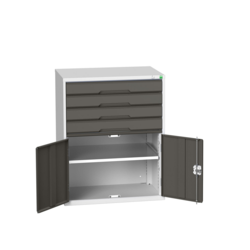 bott armoire à tiroirs verso avec porte battante, 4 tiroir(s), RAL7035 gris clair/RAL7016 gris anthracite