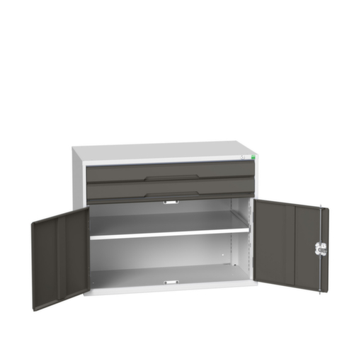 bott armoire à tiroirs verso avec porte battante, 2 tiroir(s), RAL7035 gris clair/RAL7016 gris anthracite
