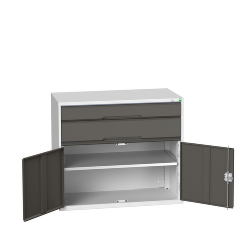 bott armoire à tiroirs verso avec porte battante, 2 tiroir(s), RAL7035 gris clair/RAL7016 gris anthracite