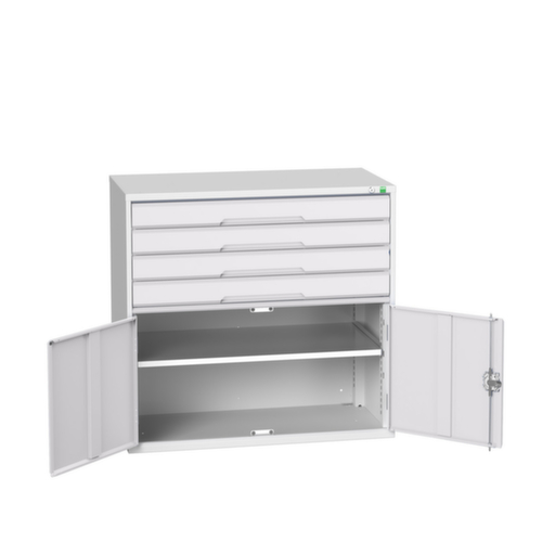 bott armoire à tiroirs verso avec porte battante, 4 tiroir(s), RAL7035 gris clair/RAL7035 gris clair