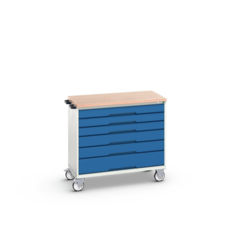 bott Chariot à outils verso, 6 tiroirs, RAL7035 gris clair/RAL5010 bleu gentiane