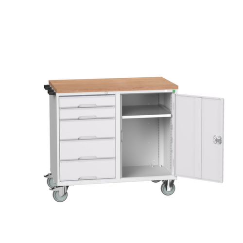 bott poste de travail mobile verso, 5 tiroirs, 1 armoire, RAL7035 gris clair/RAL7035 gris clair