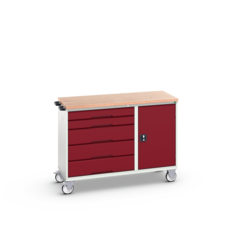 bott poste de travail mobile verso, 5 tiroirs, 1 armoire, RAL7035 gris clair/RAL3004 rouge pourpre