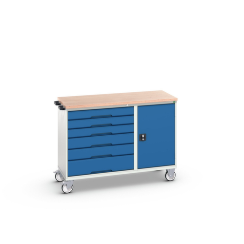 bott poste de travail mobile verso, 6 tiroirs, 1 armoire, RAL7035 gris clair/RAL5010 bleu gentiane