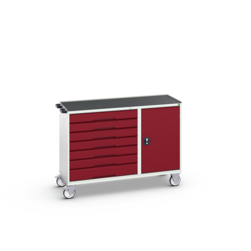 bott poste de travail mobile verso, 7 tiroirs, 1 armoire, RAL7035 gris clair/RAL3004 rouge pourpre