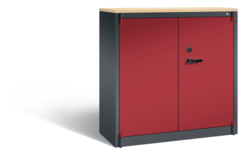 C+P Armoire haute sécurité de bureau avec plateau supérieur en bois