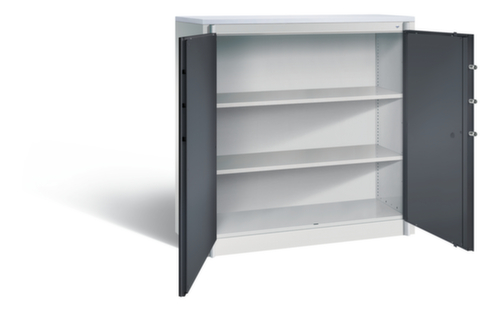 C+P Armoire haute sécurité de bureau avec plateau supérieur en bois