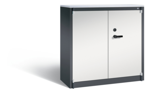 C+P Armoire haute sécurité de bureau avec plateau supérieur en bois