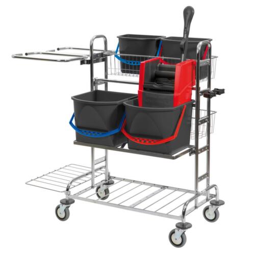 Vermop Chariot de nettoyage Variant Variant 26 Ergo avec presse à balais et porte-sacs à déchets, 2x6 l/2x17 l seau en ROUGE/BLEU