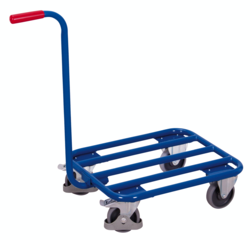 VARIOfit Rouleau à poignée avec plate-forme de chargement en acier tubulaire, force 250 kg, 2 roulettes pivotantes et 2 roulettes fixes