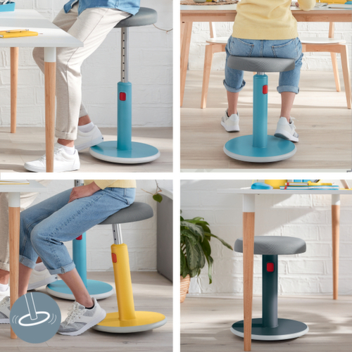 Leitz tabouret assis-debout Ergo Cosy Aktiv, assise gris, partie inférieure du pied antidérapante