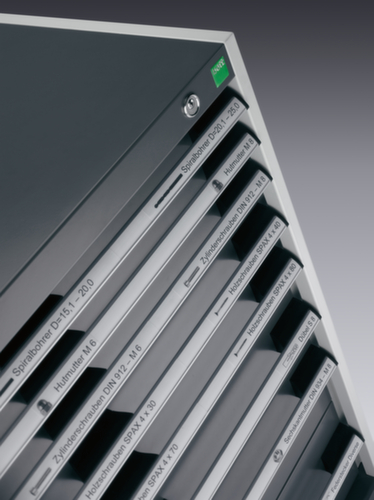 bott Armoire à tiroirs cubio surface de base 525x525 mm, 5 tiroir(s), RAL7035 gris clair/RAL7016 gris anthracite