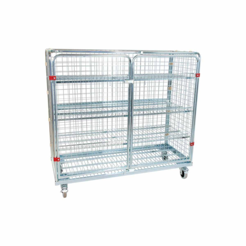 Bac sur roulettes avec parois grillagées, force 500 kg, longueur x largeur 620 x 1500 mm