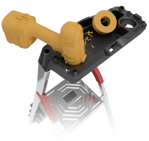 Hailo escabeau industriel utilisation un côté StandardLine L60 avec bac, 3 marche(s) en tôle striée