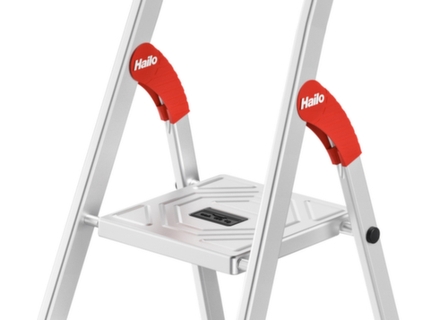 Hailo escabeau industriel utilisation un côté StandardLine L60 avec bac, 3 marche(s) en tôle striée